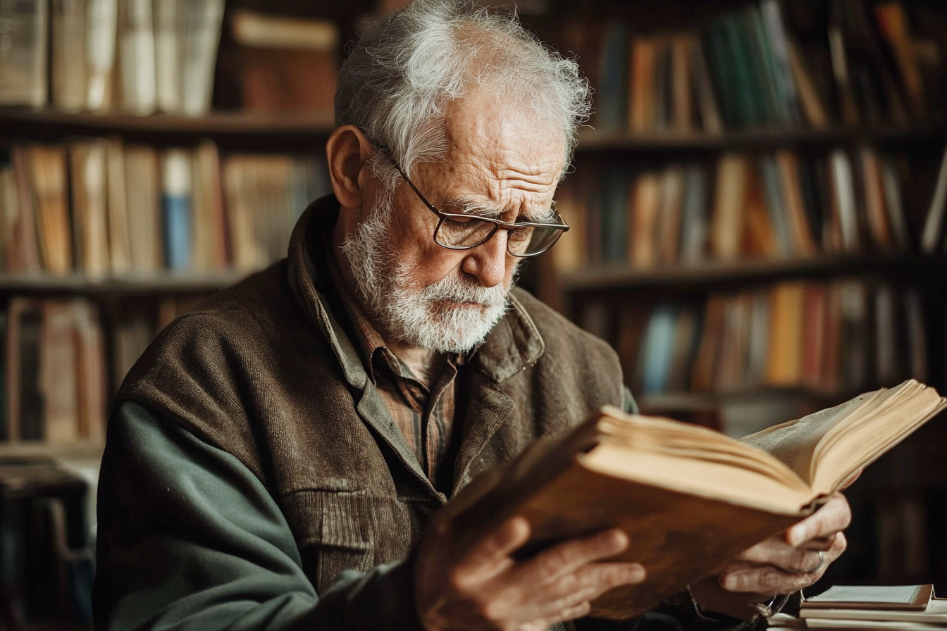 10 Mindset Lessons Men Learn Too Late in Life, older man studying